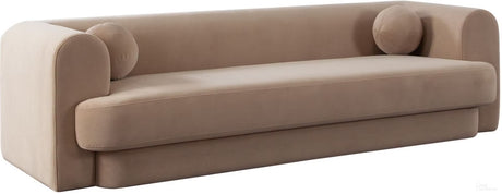Form Sofa In Camel Performance Velvet With 2 Accent Pillow Balls by Diamond Sofa at Eve Furniture