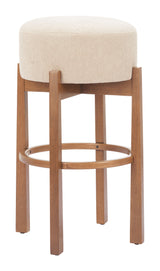 Nade Beige & Walnut Barstool (Set of 2) by Zuomod at Eve Furniture