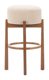 Nade Beige & Walnut Barstool (Set of 2) by Zuomod at Eve Furniture