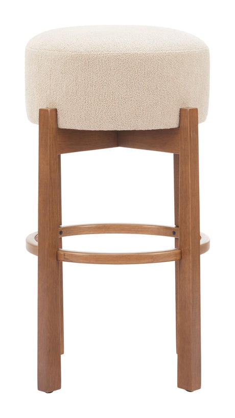 Nade Beige & Walnut Barstool (Set of 2) by Zuomod at Eve Furniture