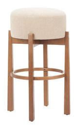 Nade Beige & Walnut Barstool (Set of 2) by Zuomod at Eve Furniture