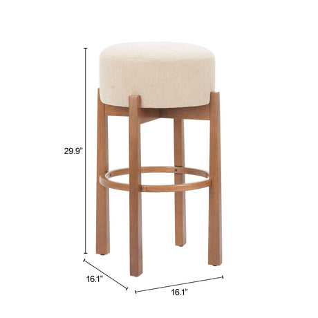 Nade Beige & Walnut Barstool (Set of 2) by Zuomod at Eve Furniture