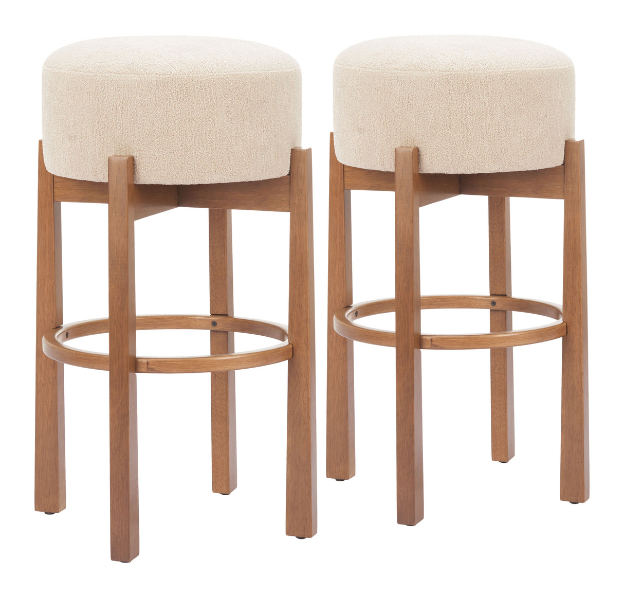 Nade Beige & Walnut Barstool (Set of 2) by Zuomod at Eve Furniture