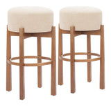 Nade Beige & Walnut Barstool (Set of 2) by Zuomod at Eve Furniture
