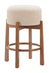 Nade Beige & Walnut Counter Stool (Set of 2) by Zuomod at Eve Furniture