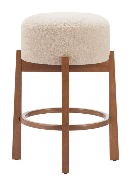 Nade Beige & Walnut Counter Stool (Set of 2) by Zuomod at Eve Furniture