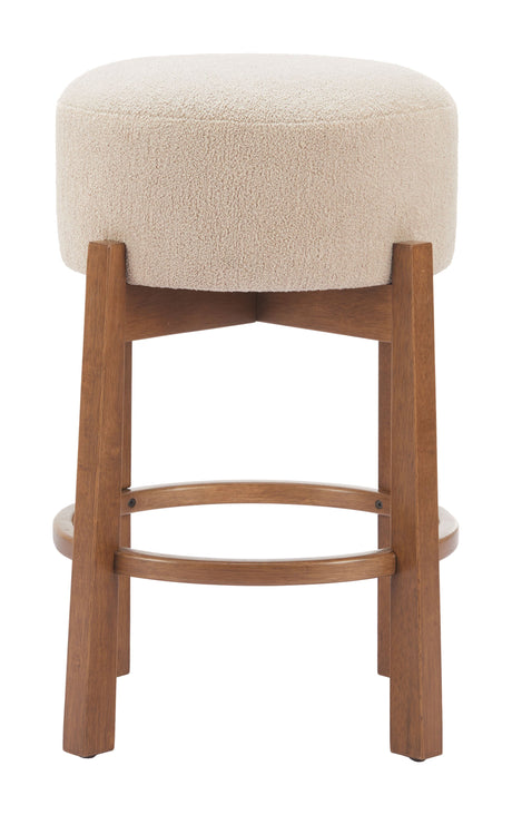 Nade Beige & Walnut Counter Stool (Set of 2) by Zuomod at Eve Furniture