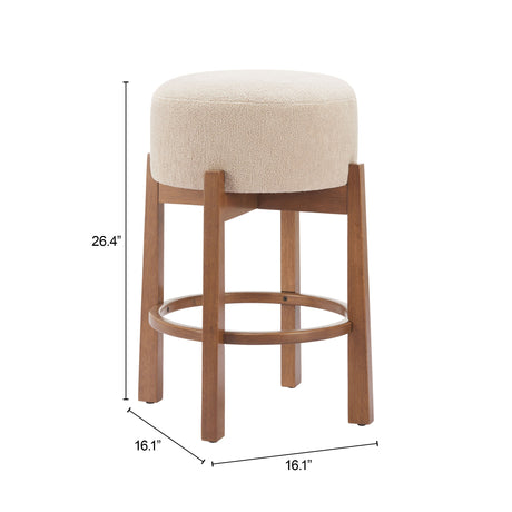 Nade Beige & Walnut Counter Stool (Set of 2) by Zuomod at Eve Furniture