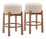 Nade Beige & Walnut Counter Stool (Set of 2) by Zuomod at Eve Furniture
