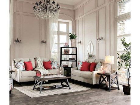 Nadene Ivory Stationary Sofa & Loveseat by Furniture of America at Eve Furniture