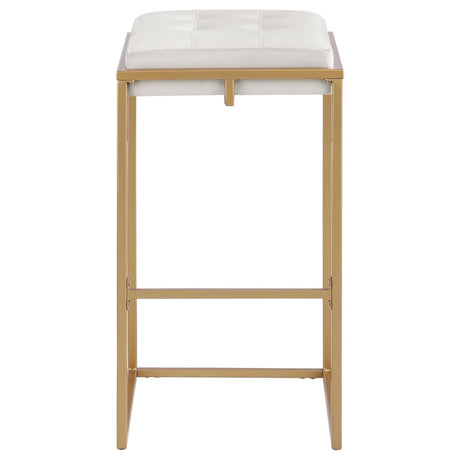 Nadia Beige/Gold Square Padded Seat Bar Stool, Set of 2 by Coaster at Eve Furniture