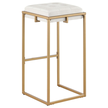 Nadia Beige/Gold Square Padded Seat Bar Stool, Set of 2 by Coaster at Eve Furniture