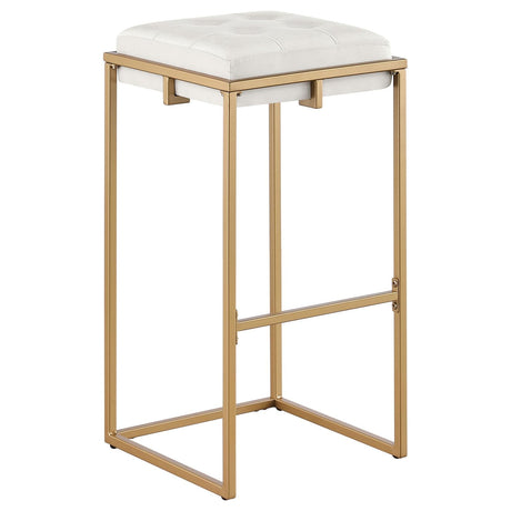 Nadia Beige/Gold Square Padded Seat Bar Stool, Set of 2