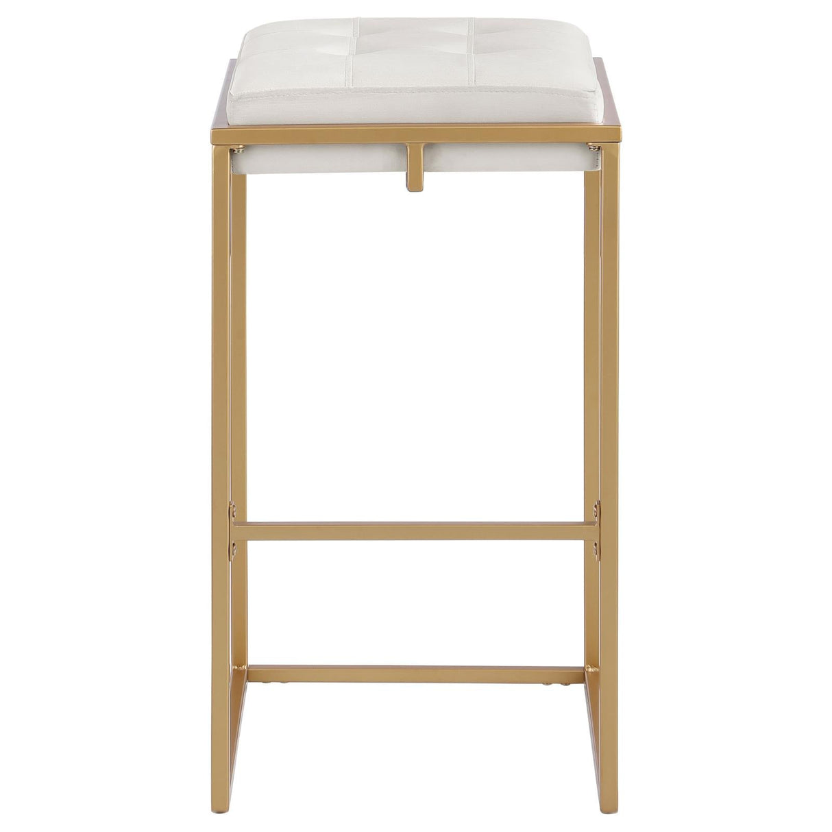 Nadia Beige/Gold Square Padded Seat Bar Stool, Set of 2