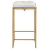 Nadia Beige/Gold Square Padded Seat Bar Stool, Set of 2