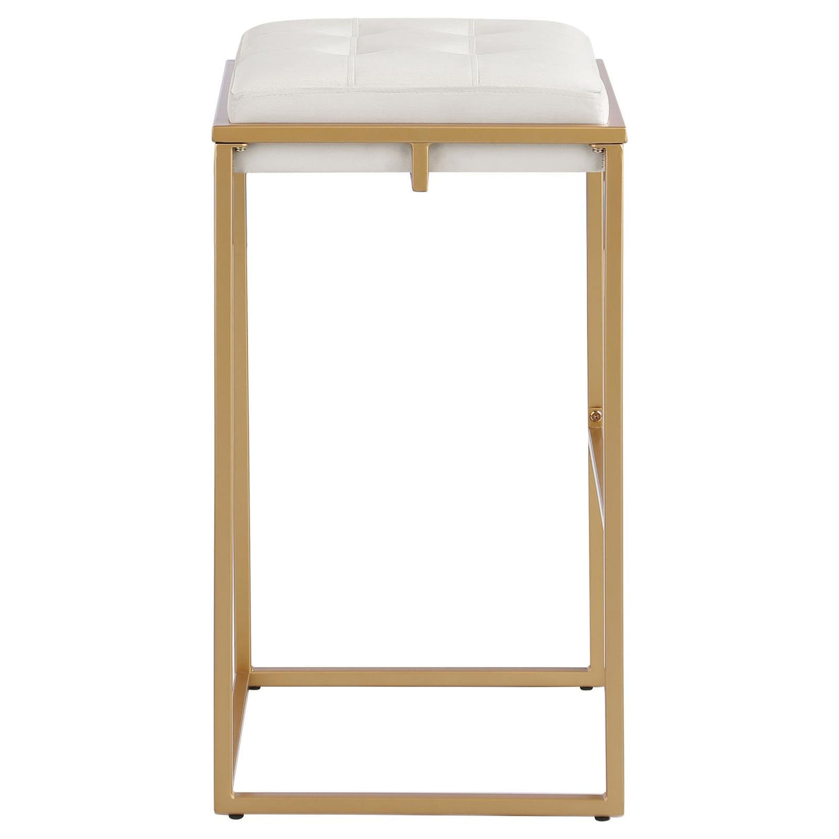 Nadia Beige/Gold Square Padded Seat Bar Stool, Set of 2