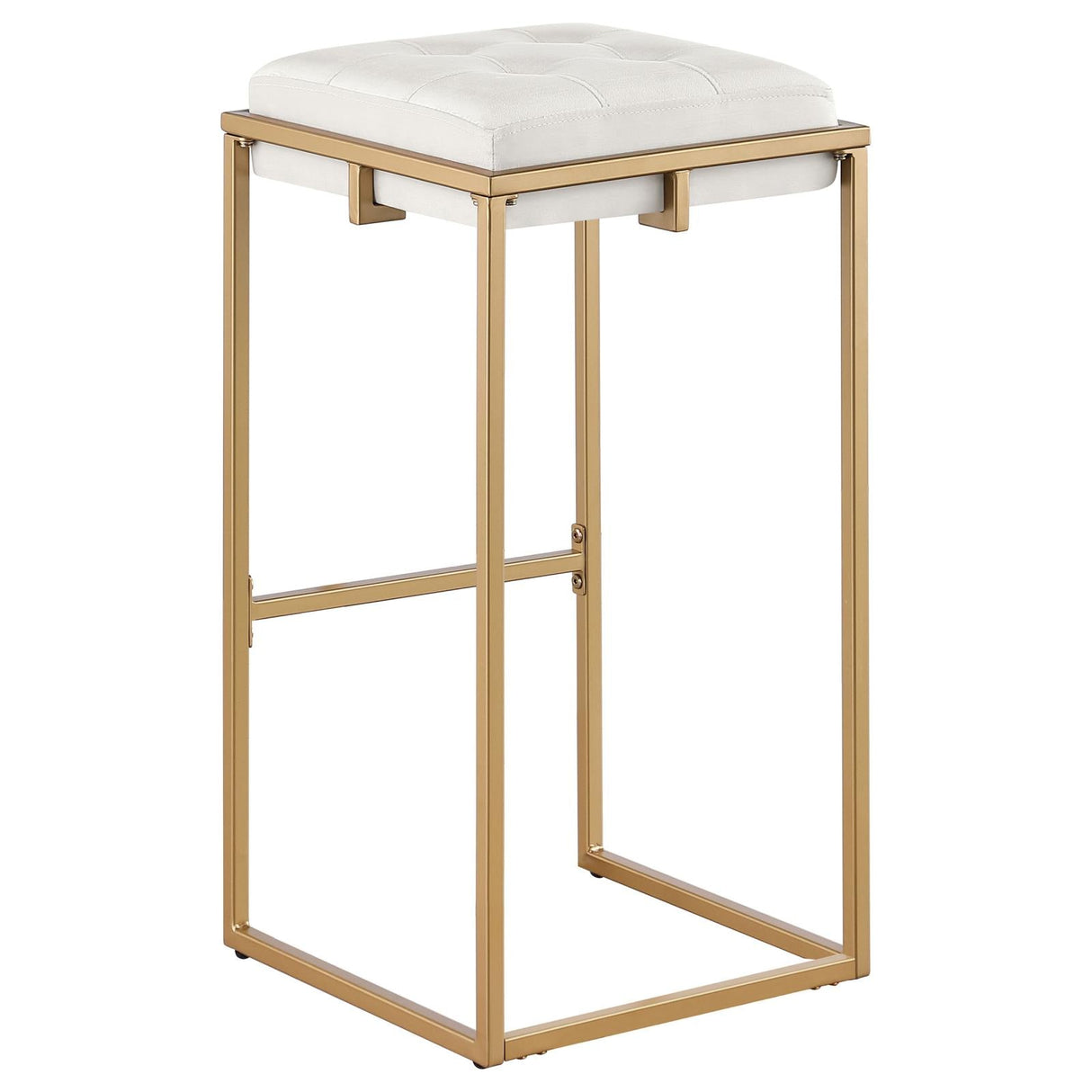 Nadia Beige/Gold Square Padded Seat Bar Stool, Set of 2