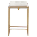 Nadia Beige/Gold Square Padded Seat Counter Height Stool, Set of 2