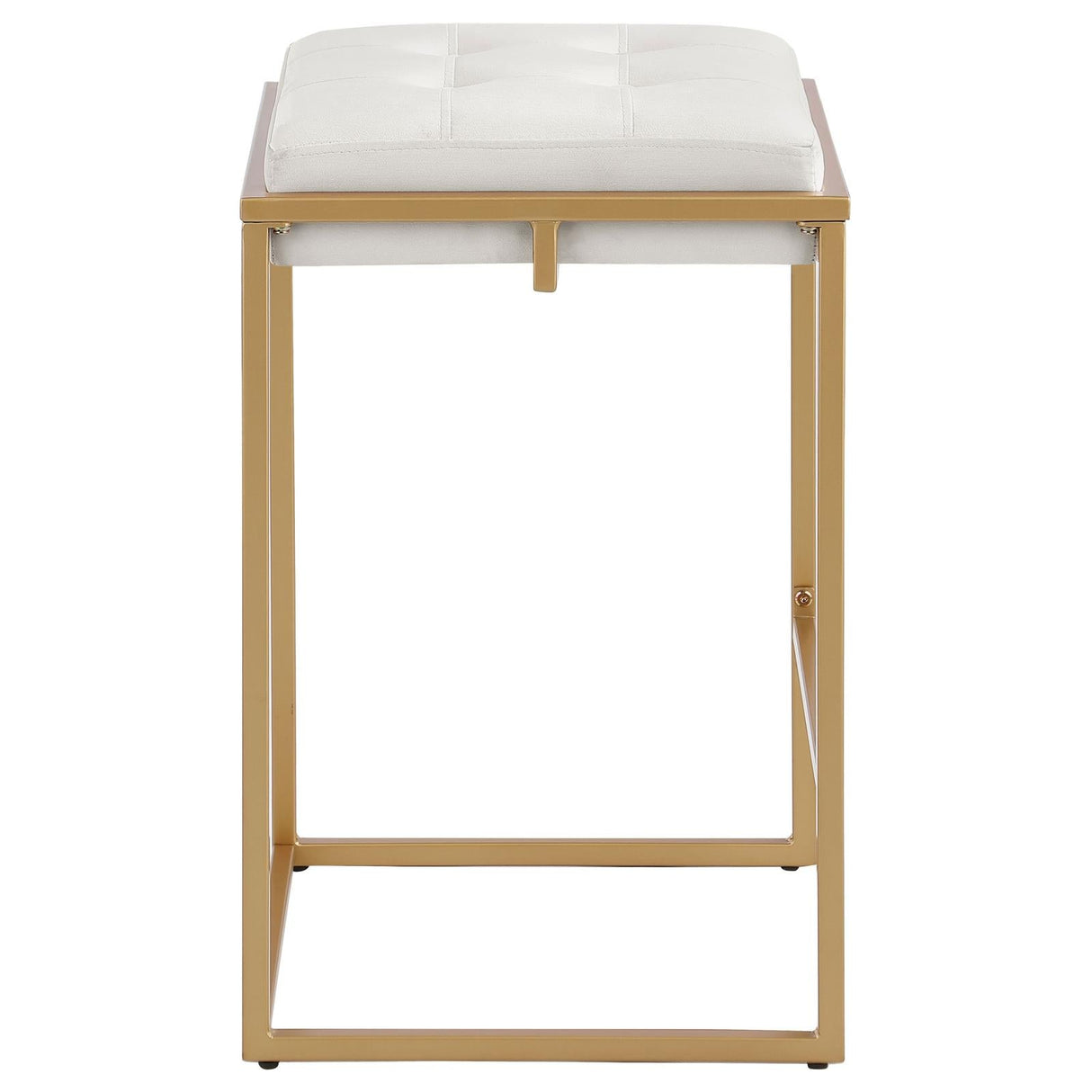 Nadia Beige/Gold Square Padded Seat Counter Height Stool, Set of 2