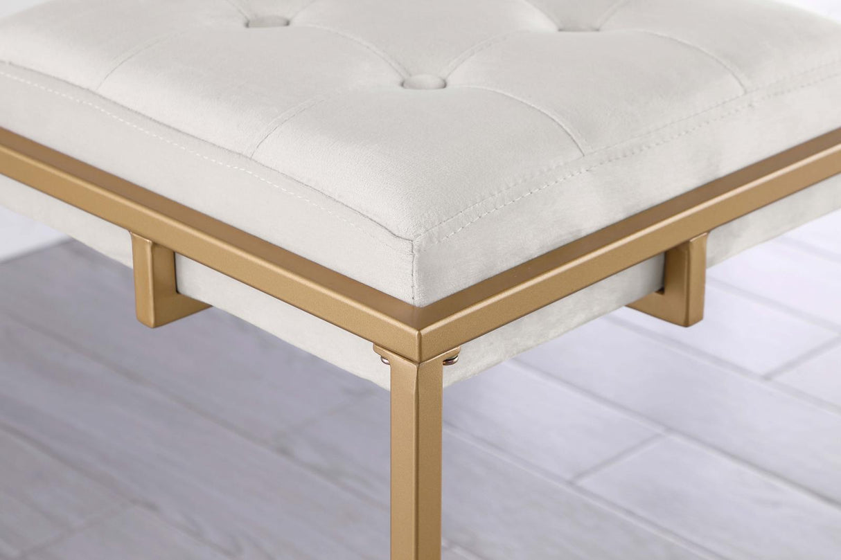 Nadia Beige/Gold Square Padded Seat Counter Height Stool, Set of 2