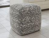 Nahara Boucle Black Woven Square Pouf