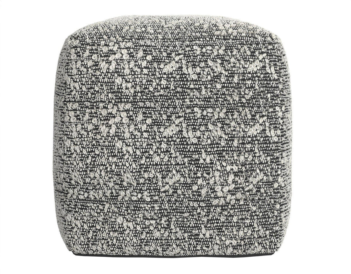 Nahara Boucle Black Woven Square Pouf