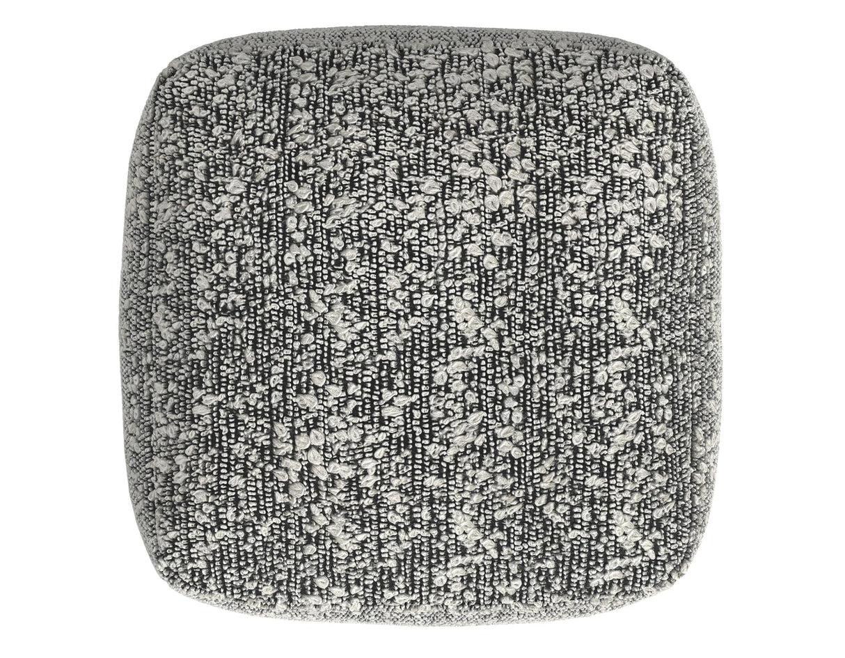 Nahara Boucle Black Woven Square Pouf