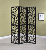 Nailan 3-Panel Open Mosaic Pattern Room Divider Black