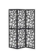 Nailan 3-Panel Open Mosaic Pattern Room Divider Black