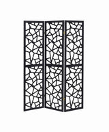 Nailan 3-Panel Open Mosaic Pattern Room Divider Black