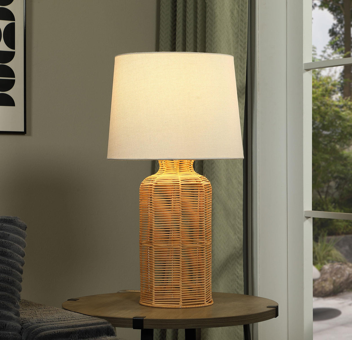 Nairobi Natural Empire Shade Handwoven Rattan Table Lamp by Coaster at Eve Furniture