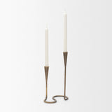 Naja Antique Brass Metal Double Taper Candle Holder by Mercana at Eve Furniture
