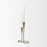 Naja Antique Brass Metal Double Taper Candle Holder by Mercana at Eve Furniture