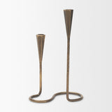 Naja Antique Brass Metal Double Taper Candle Holder by Mercana at Eve Furniture