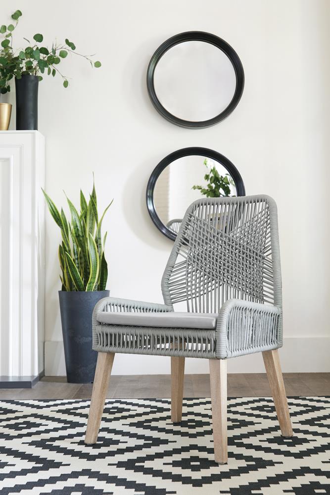 Nakia Gray Woven Back Side Chairs, Set of 2