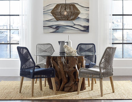 Nakia Dark Navy Woven Rope Dining Chairs, Set of 2