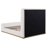 Nala Cream Upholstered Eastern King Wingback Platform Sleigh Bed by Coaster at Eve Furniture