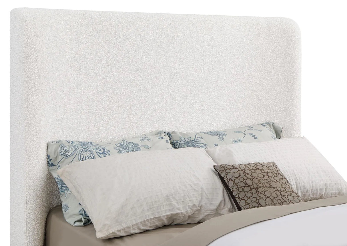 Nala Cream Upholstered Eastern King Wingback Platform Sleigh Bed by Coaster at Eve Furniture