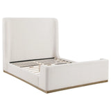 Nala Cream Upholstered Queen Wingback Platform Sleigh Bed by Coaster at Eve Furniture
