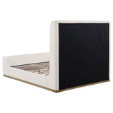 Nala Cream Upholstered Queen Wingback Platform Sleigh Bed by Coaster at Eve Furniture