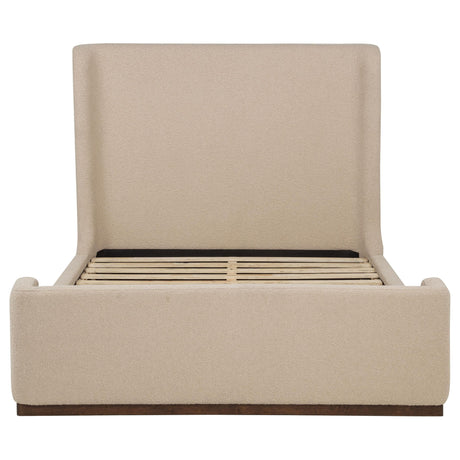 Nala Tan Queen Fabric Upholstered Platform Bed by Coaster at Eve Furniture