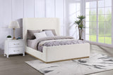 Nala Upholstered Eastern King Wingback Platform Sleigh Bed Cream