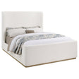 Nala Cream Upholstered Queen Wingback Platform Sleigh Bed by Coaster at Eve Furniture