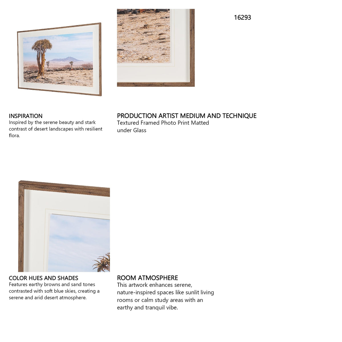Namibia Tree in Desert by Richard Silver Textured Framed Photo Print Matted under Glass by Mercana at Eve Furniture