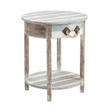 Nantucket Blue/White Round Accent Table by Crestview at Eve Furniture