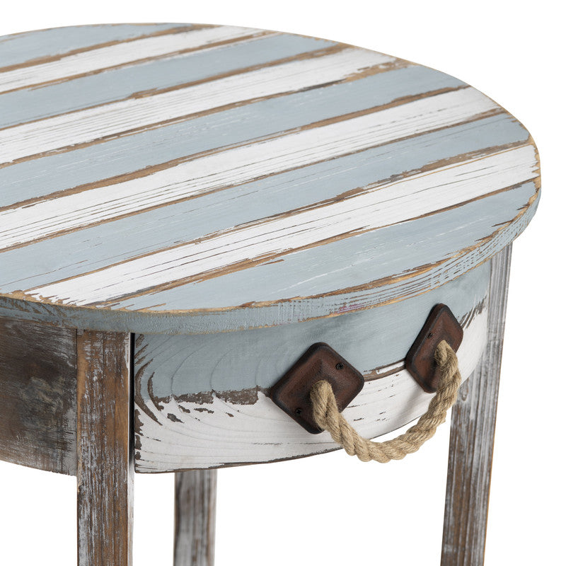 Nantucket Blue/White Round Accent Table by Crestview at Eve Furniture