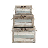 Nantucket Brown/Blue 3-Piece Trunks by Crestview at Eve Furniture