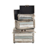 Nantucket Brown/Blue 3-Piece Trunks by Crestview at Eve Furniture