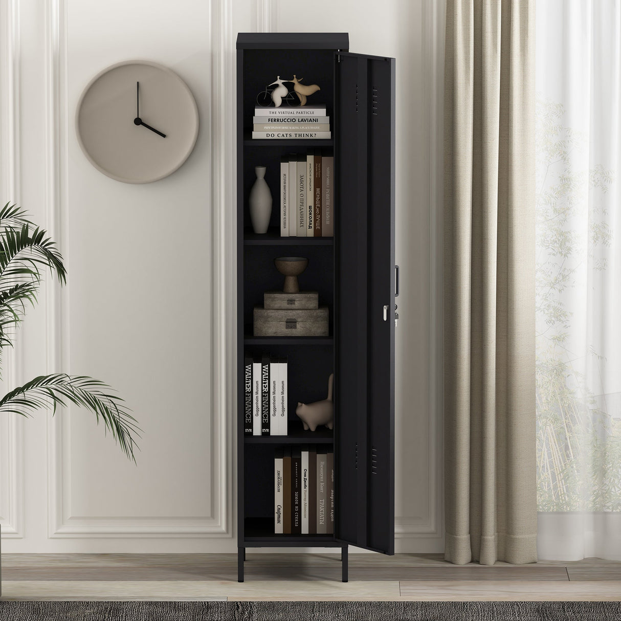 Naomi 15" Single Locker Storage Cabinet in Black by Manhattan Comfort at Eve Furniture