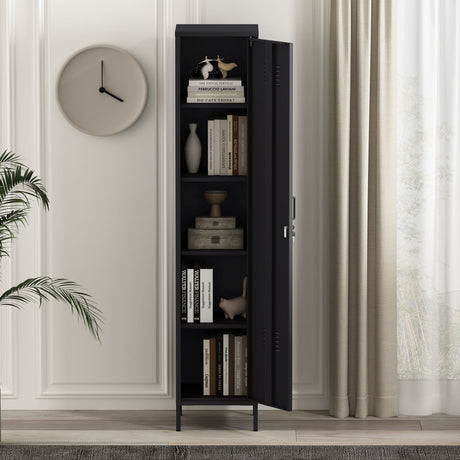 Naomi 15" Single Locker Storage Cabinet in Black by Manhattan Comfort at Eve Furniture